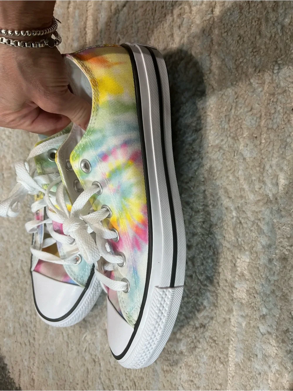 Converse Low Top Tie-Dye Canvas Sneakers - White, Yellow, Pink, Blue, Green